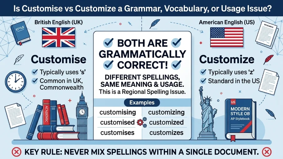Is Customise vs Customize a Grammar, Vocabulary or Usage Issue?