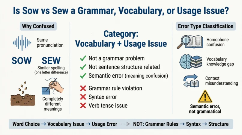 Is Sow vs Sew a Grammar, Vocabulary or Usage Issue?
