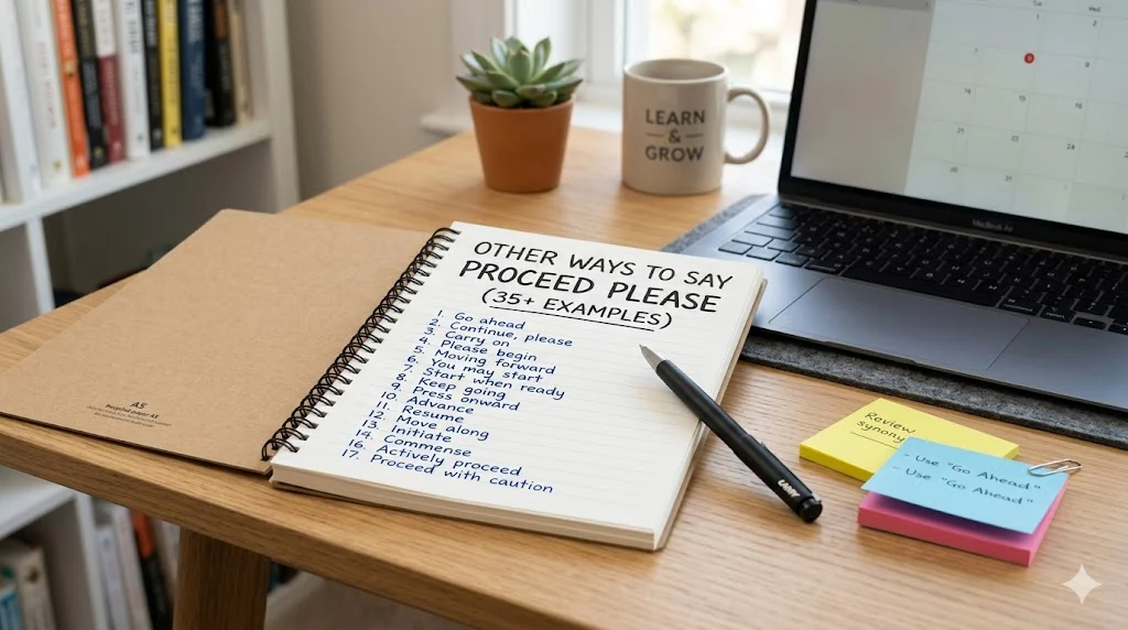 other ways to say proceed please