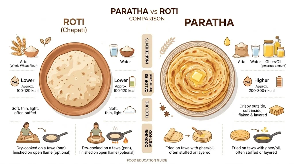 paratha vs roti